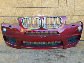БАМПЕР ПЕРЕДНИЙ M-ПАКЕТ (В СБОРЕ) (БЕЗ ЗАГЛУШЕК ПОД ОМЫВАТЕЛИ ФАР) (КРАСНЫЙ) BMW X3 F25 2010-2014